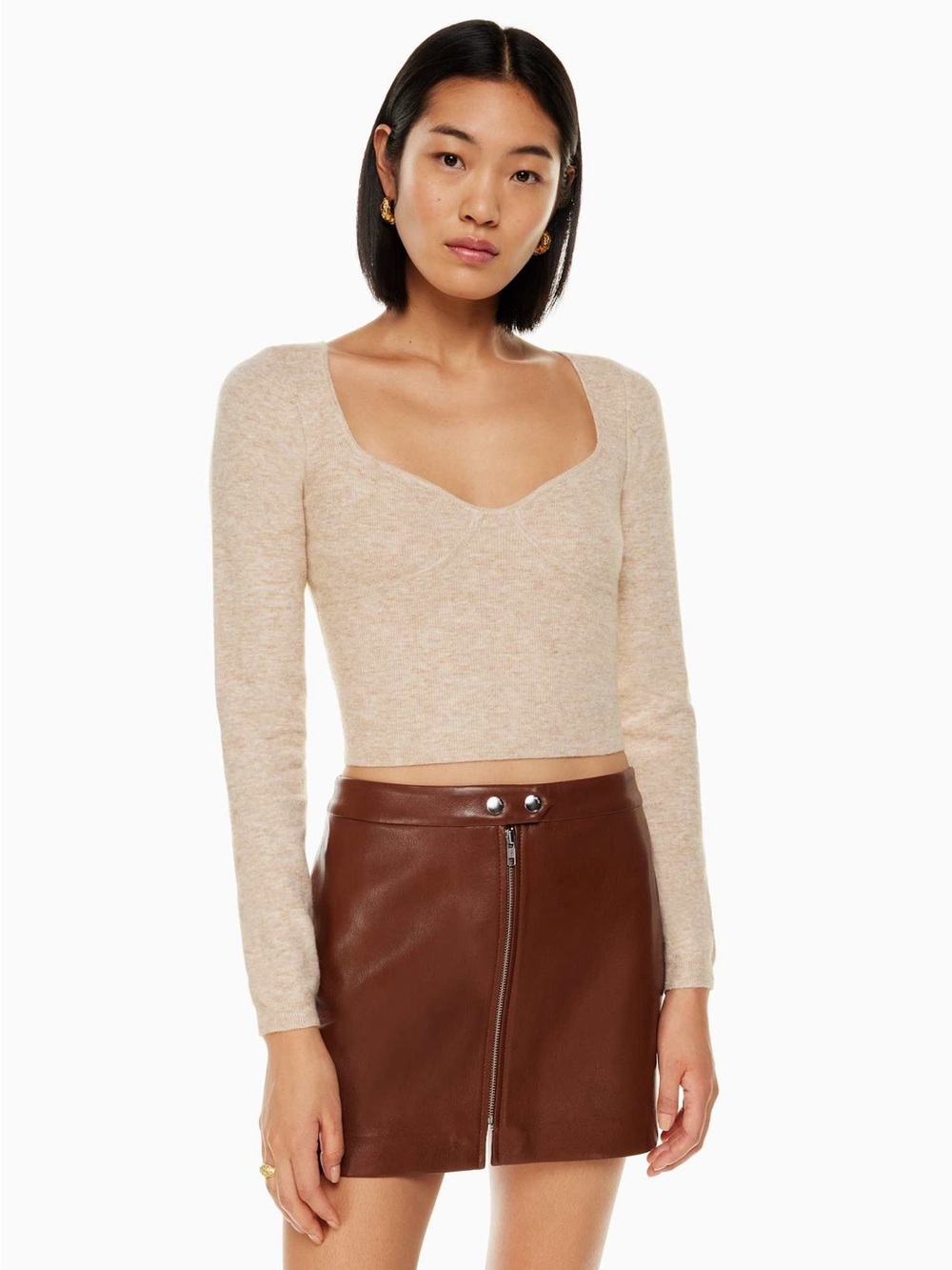 NWT Aritzia Wilfred Greer Sweater Heather Light Oatmeal Size S - Picture 3 of 9